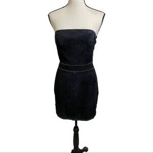 Karina Grimaldi lamb leather dress strapless with studs dark blue black X-Small
